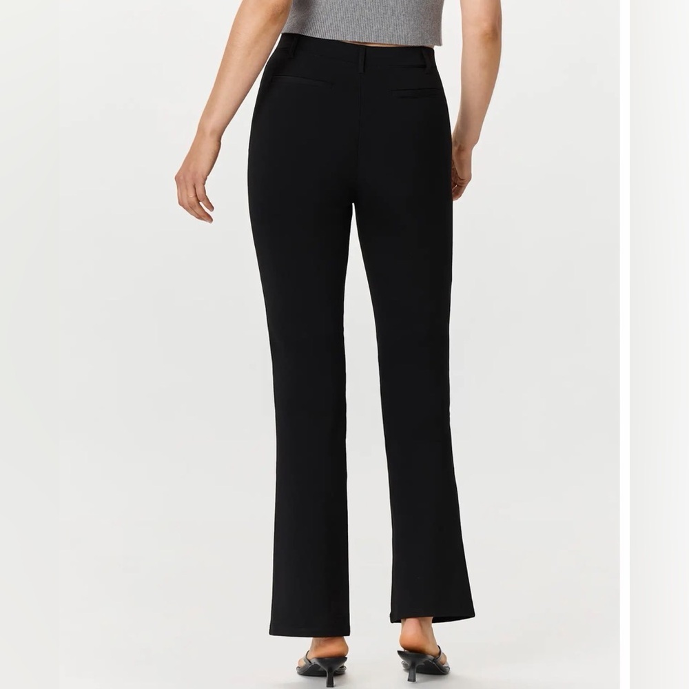 Quince Ultra Stretch Ponte Kick Flare Black Pants Size Medium. - Picture 2 of 7